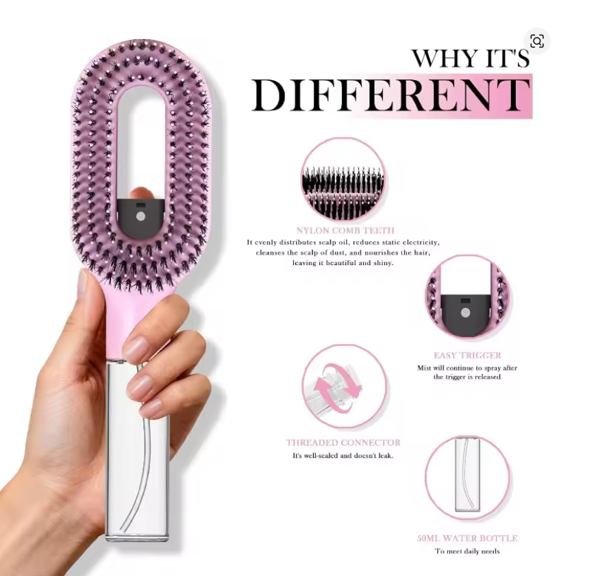 2-in-1 Detangling Spray Hair Brush