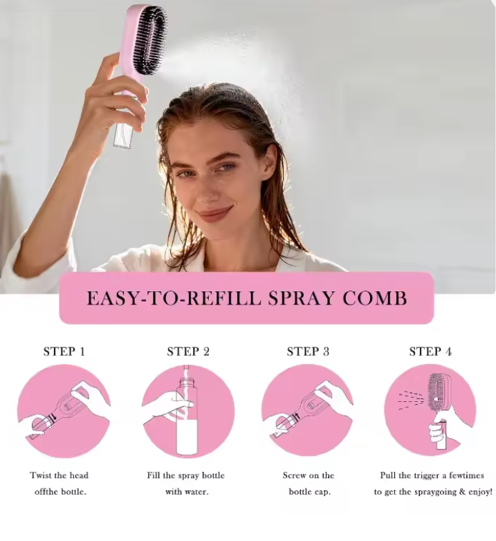 2-in-1 Detangling Spray Hair Brush